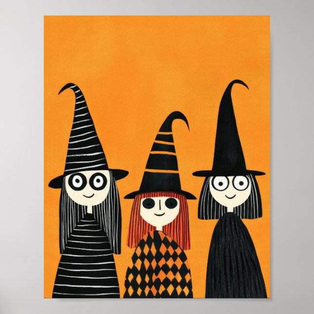 Poster Sorcières Fantaisistes Halloween Mignon et Effraya (Devant)