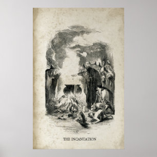 Poster Sorcières Vieux Halloween sorcière Cauldron Incant