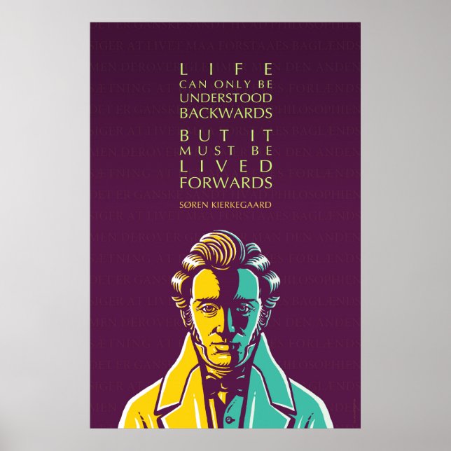 Poster Søren Kierkegaard Citation Inspirationnelle : Vie (Devant)
