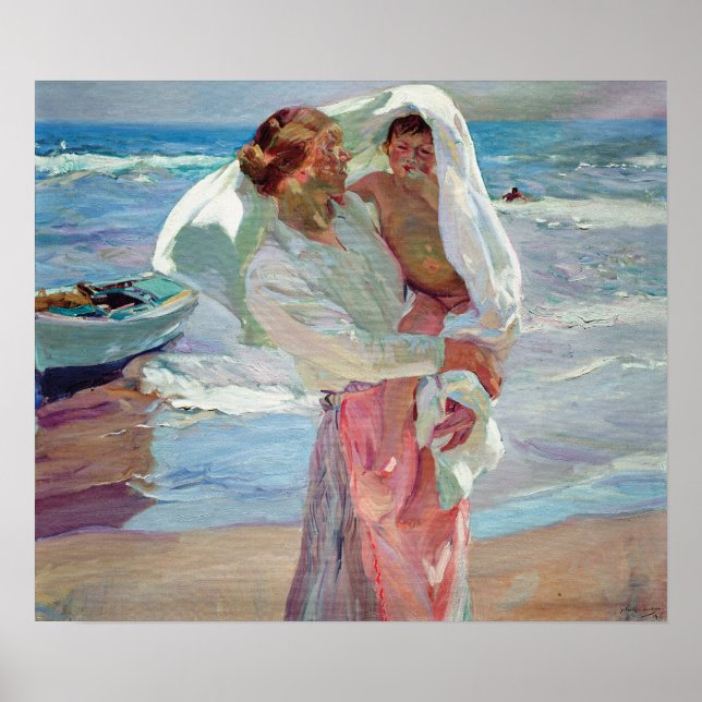 Poster Sorolla - Après la baignade femme & enfant (Devant)