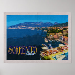 Poster Sorrente Italie Vintage voyage en détresse