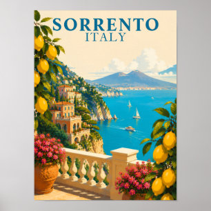 Poster Sorrento Italie Citrons Voyage Vintage