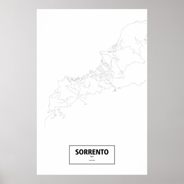 Poster Sorrento, Italie (noir sur blanc) (Devant)