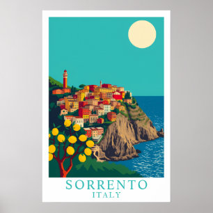 Poster Sorrento Italie Voyage Vintage Citrons Art