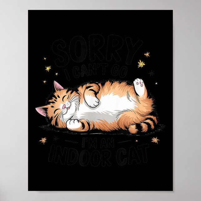 Poster Sorry I Can't Go I'm An Indoor Cat  (Devant)