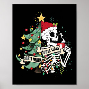 Poster Sorta Merry Sorta Scary Skeleton Hot Cocoa Christa