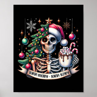 Poster Sorta Merry Sorta Scary Skeleton Hot Cocoa Christm