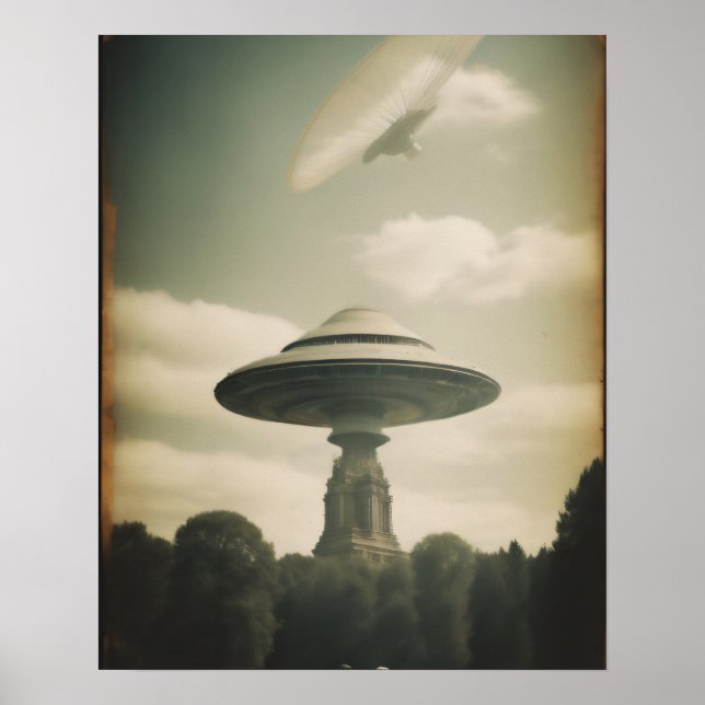 Poster Soucoupe volante vintage (Devant)