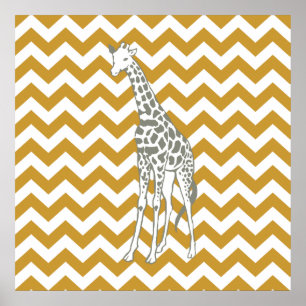 Poster Soudan Brown Safari Chevron avec Pop Art Giraffe