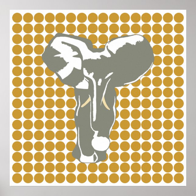 Poster Soudan Brown Safari point avec Pop Art Elephant (Devant)