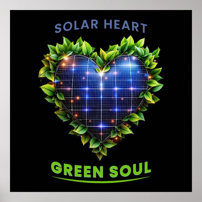 Poster Soul solaire Coeur Vert - Solarpunk Art Imprimer (Devant)