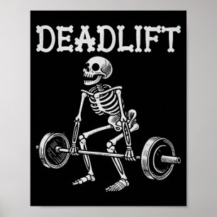 Poster Soulevé de terre drôle d'Halloween squelette de le