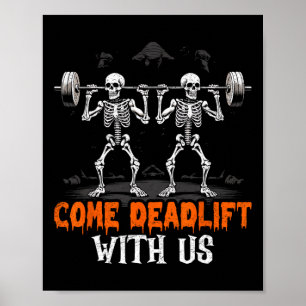 Poster Soulevé de terre squelette haltérophile culturiste
