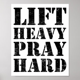 Poster Soulever lourd prier dur gym citation chrétienne