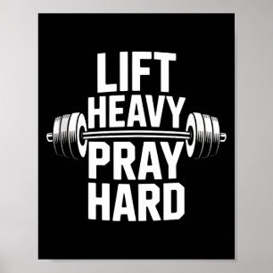 Poster Soulever Lourds Prier Fort Gym Cadeau Chrétien Jés