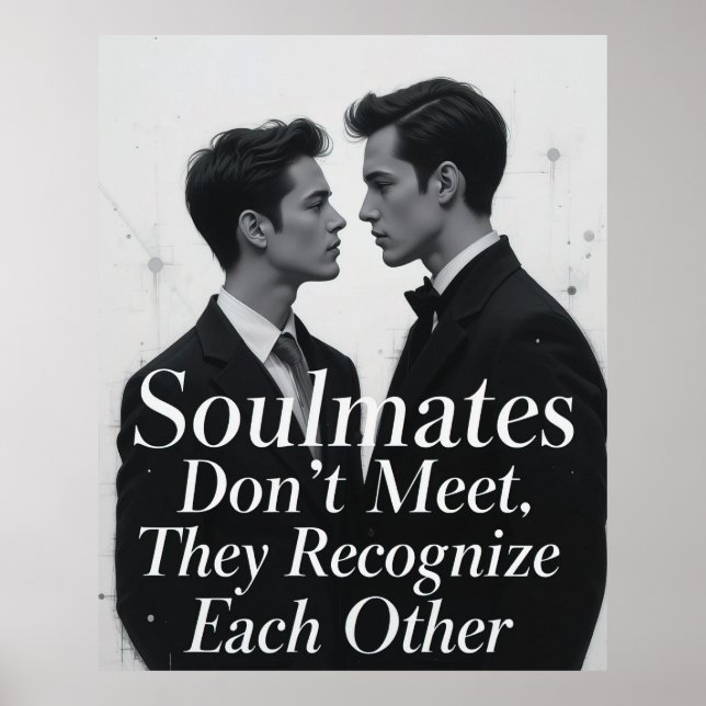 Poster Soulmates Gay Couple Love Citation Art (Devant)