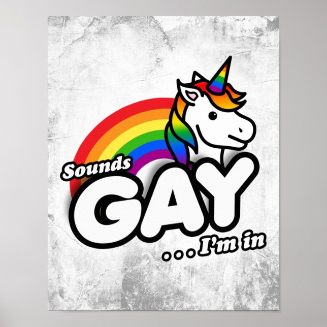 Poster Sounds Gay I'm In - Cute Unicorn Rainbow (Devant)