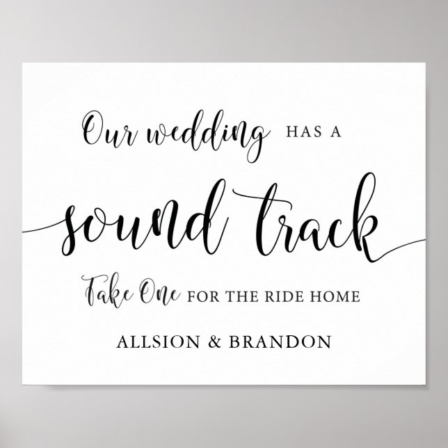 Poster Soundtrack mariage Music CD Wedding Favor Sign (Devant)