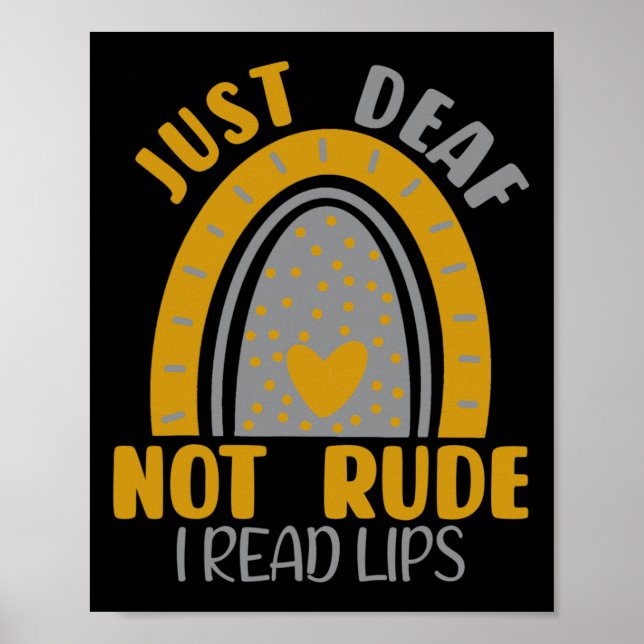 Poster Sourd Pas Rude Arc-en-ciel Sourde Sensibilisation  (Devant)