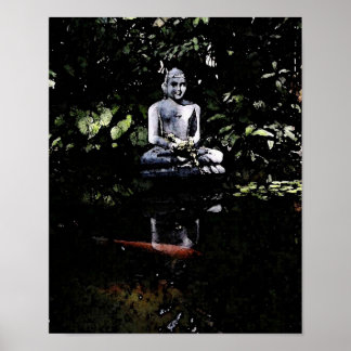Poster souriant Bouddha et Koi