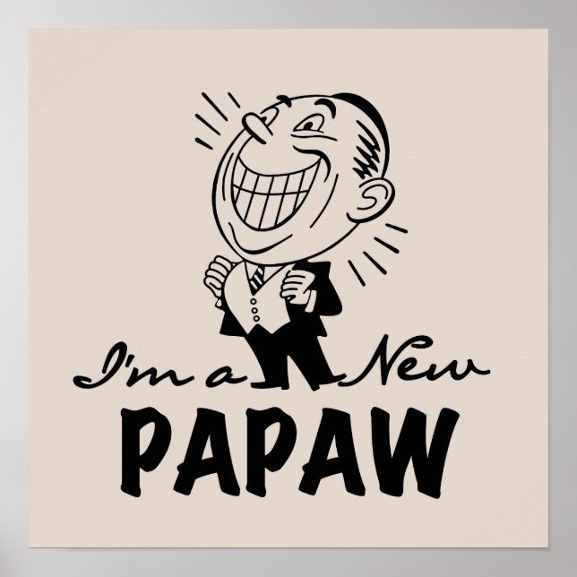 Poster Souriant de nouveaux t-shirts et cadeaux Papaw (Devant)