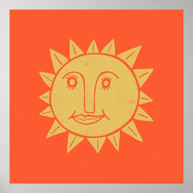 Poster Souriant Jaune Sun Art Rouge (Devant)
