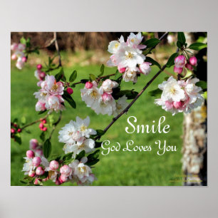 Poster Souriez Dieu Vous Aime Fleurs Inspiration