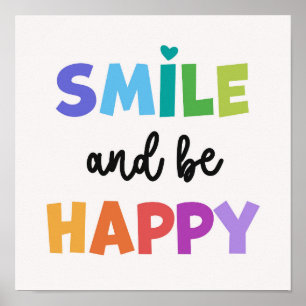 Poster Souriez Et Soyez Heureux De L'Art Mural Positif