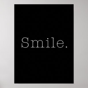 Poster Souriez. Modèle de devis de sourire noir et blanc