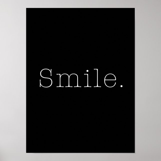 Poster Souriez. Modèle de devis de sourire noir et blanc (Devant)