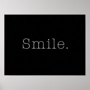 Poster Souriez. Modèle de devis de sourire noir et blanc