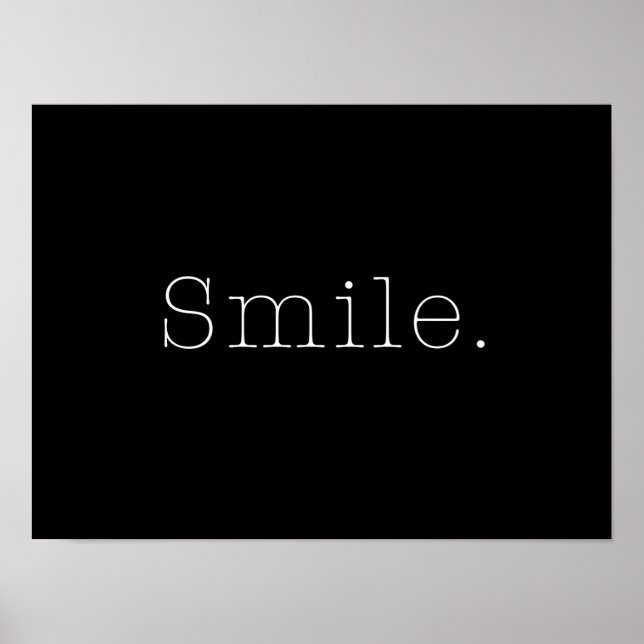 Poster Souriez. Modèle de devis de sourire noir et blanc (Devant)