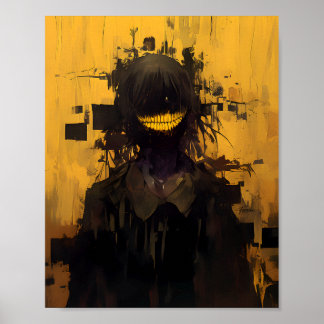 Poster Sourire d'horreur de bug - Surréaliste sombre jaun
