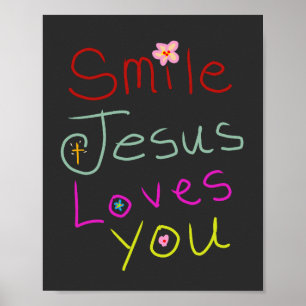 Poster « Sourire Jésus t'aime » Écriture colorée