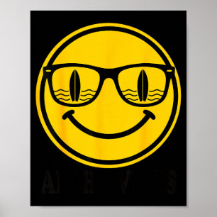 Poster sourire lunettes de soleil aloha surf reflet planc