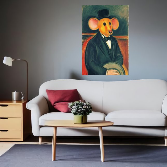 Poster Souris anthropomorphique en costume noir | Art AI (Créateur téléchargé)