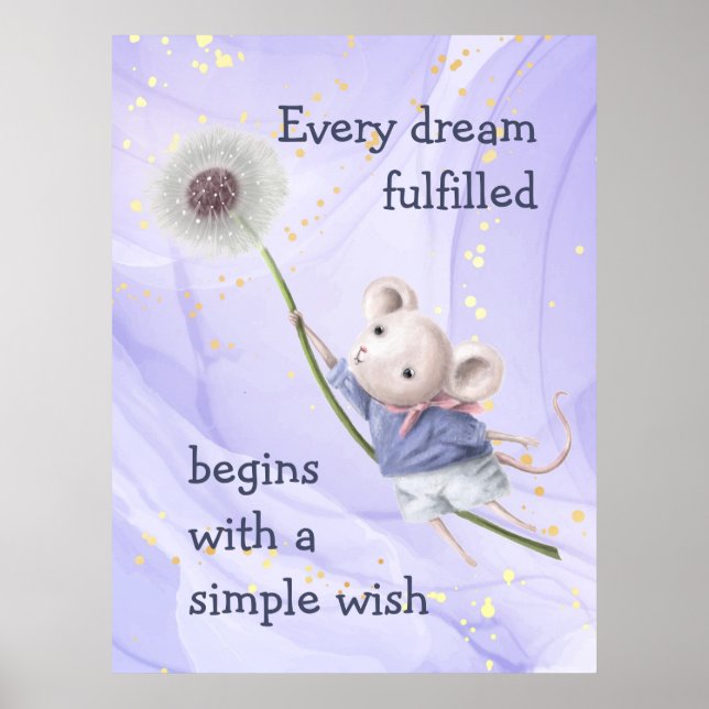 Poster Souris Dandelion Chaque Rêve Simple Souhait (Devant)