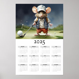 Poster Souris dans un Casquette de baseball Jouer au cale