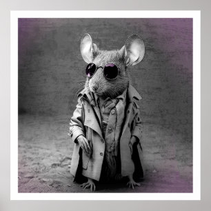 Poster Souris dans un manteau de tranchée