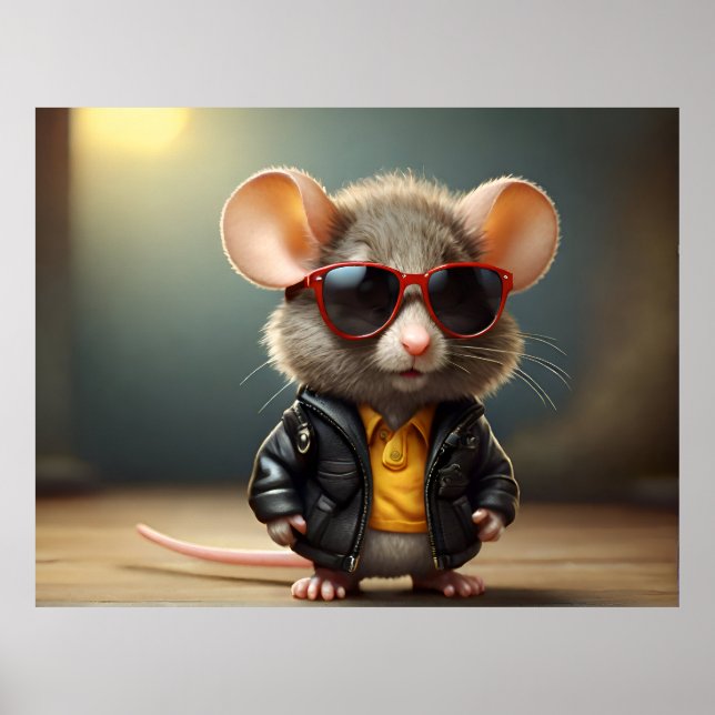 Poster Souris drôle avec lunettes (Devant)