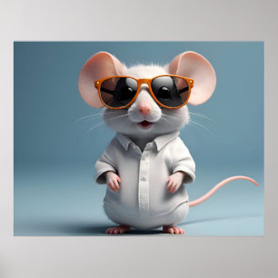 Poster Souris drôle avec lunettes