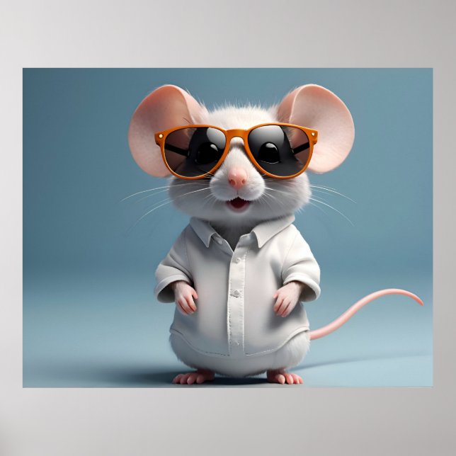 Poster Souris drôle avec lunettes (Devant)