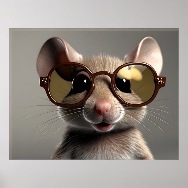 Poster Souris drôle avec lunettes (Devant)