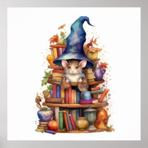 Poster Souris sur des livres 2