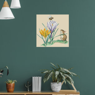 Poster Souris vintage Molly Brett Nature Crocus Bee