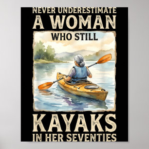 Poster Sous-estimer une femme qui fait du kayak dans la s