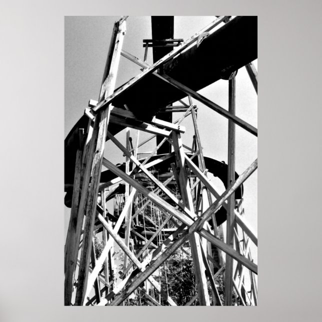 Poster Sous la glissière de tube d'eau // Noir et blanc (Devant)