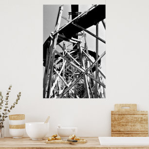 Poster Sous la glissière de tube d'eau // Noir et blanc