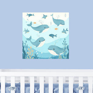 Poster Sous la mer Baleines et pisciculture