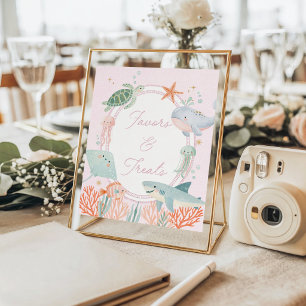 Poster Sous la mer Faveurs et friandises nautiques roses